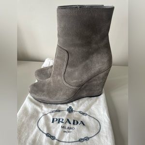Prada Suede wedge boots